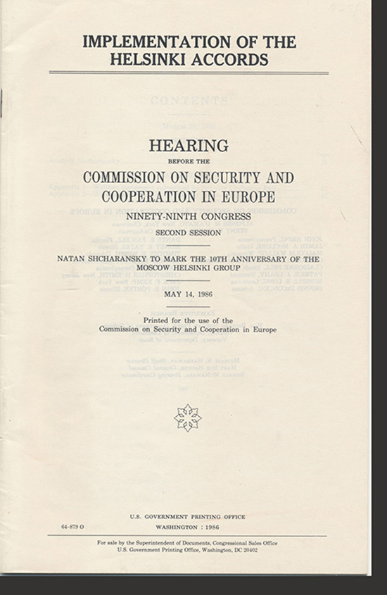 Ninety-Ninth Congress - Implementation of the Helsinki Accords: Hearing Before the Commission on Security and Cooperation in Europe (Second Session)