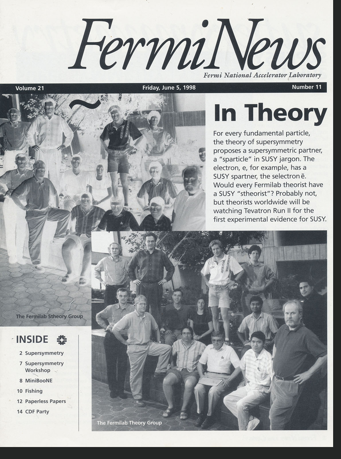 Fermi National Accelerator Laboratory - Fermi News (Volume 21, Friday, June 5, 1998, Number 11)