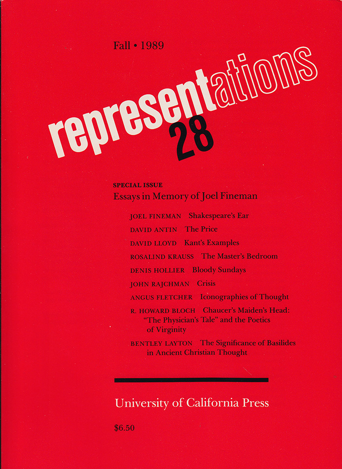 Fineman, Joel - Representations 28, Fall 1989 (Special Issue: Essays in Memory of Joel Fineman)