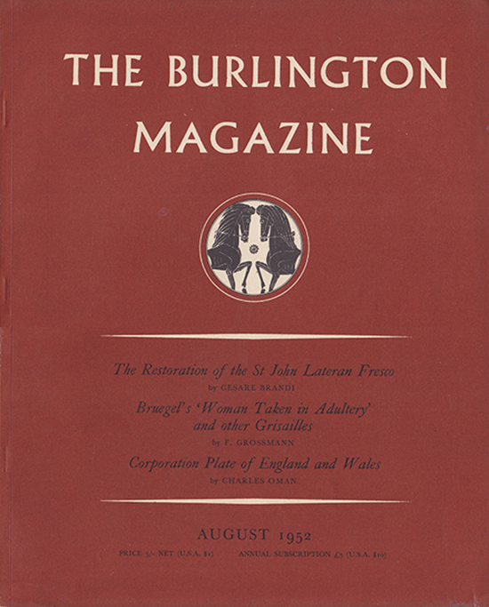 Nicolson, Benedict (editor) - The Burlington Magazine (August 1952, Vol XCIV, No. 593)