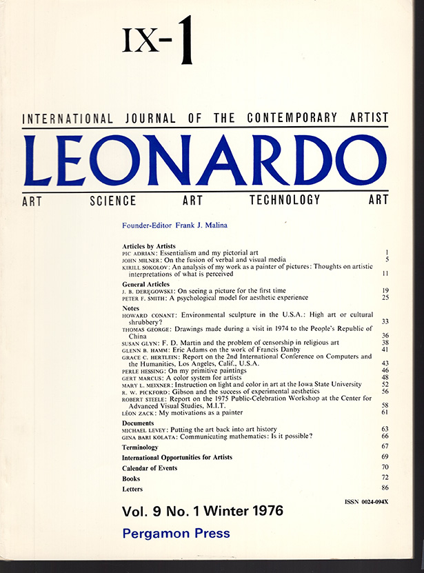 Malina, Frank J. - Leonardo (Vol 9, No. 1, Summer 1976)