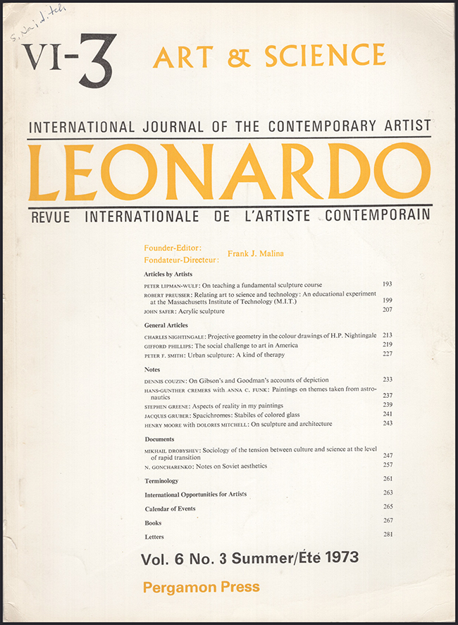 Malina, Frank J. - Leonardo (Vol 6, No. 3, Summer 1973)