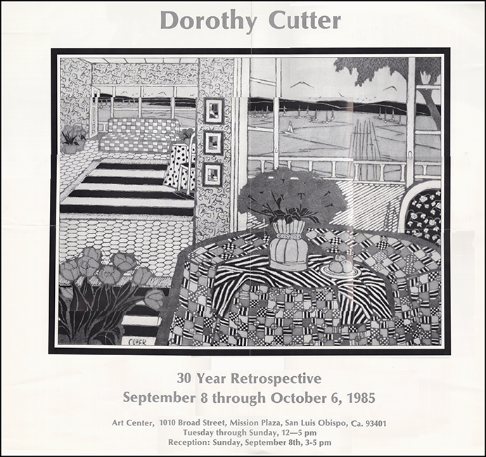 San Luis Obispo Art Association - Poster: Dorothy Cutter 30 Year Retrospective (September 8 Through October 6, 1985)