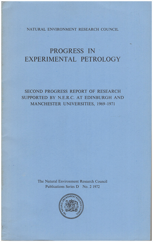 Henderson, C.M.B and D.L. Hamilton - Progress in Experimental Petrology: Second Progress Report of Research Supported by Nerc at Edinburgh and Manchester Universities, 1969-1971
