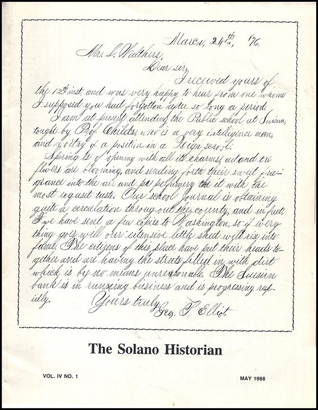 Allgood, Robert (editor) - The Solano Historian (Vol. IV, No. 1, May 1988)