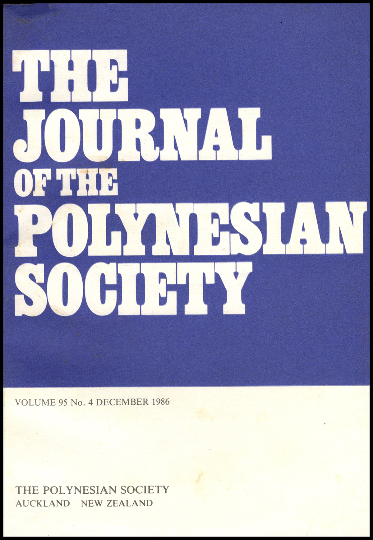 Chambers, Keith S. (editor) - The Journal of the Polynesian Society (Volume 95, No. 4, December 1986)
